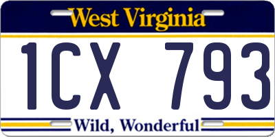 WV license plate 1CX793