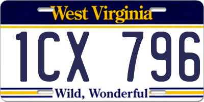 WV license plate 1CX796
