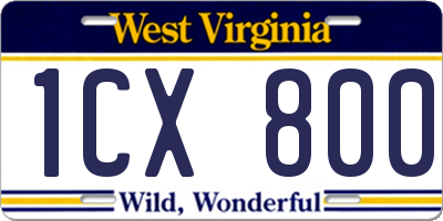WV license plate 1CX800