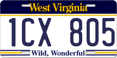 WV license plate 1CX805