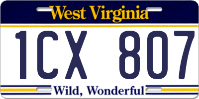 WV license plate 1CX807