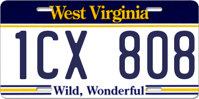 WV license plate 1CX808