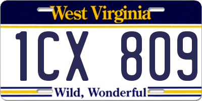 WV license plate 1CX809