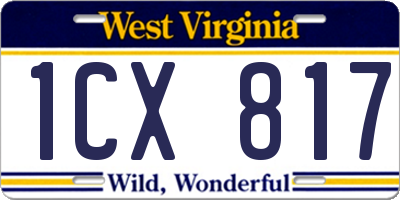 WV license plate 1CX817