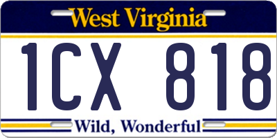 WV license plate 1CX818