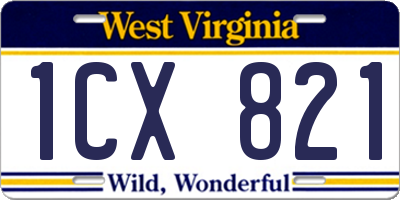 WV license plate 1CX821