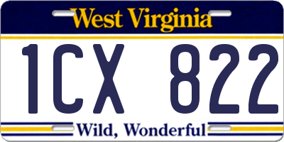 WV license plate 1CX822