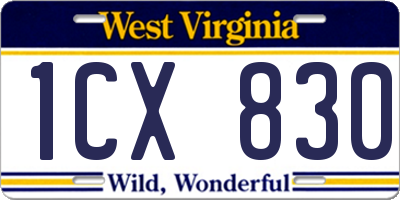 WV license plate 1CX830
