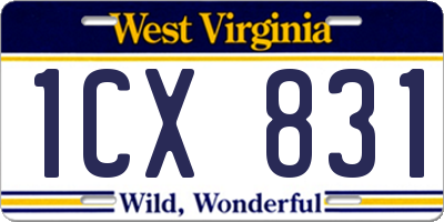 WV license plate 1CX831