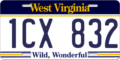 WV license plate 1CX832