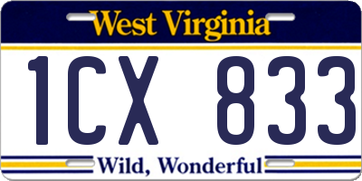 WV license plate 1CX833