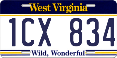 WV license plate 1CX834