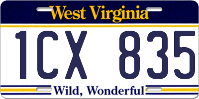 WV license plate 1CX835