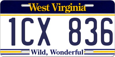 WV license plate 1CX836