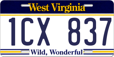 WV license plate 1CX837