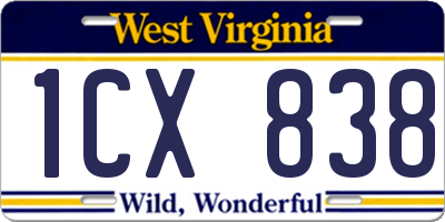 WV license plate 1CX838