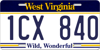 WV license plate 1CX840