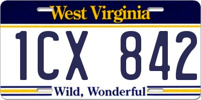 WV license plate 1CX842
