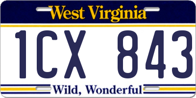 WV license plate 1CX843