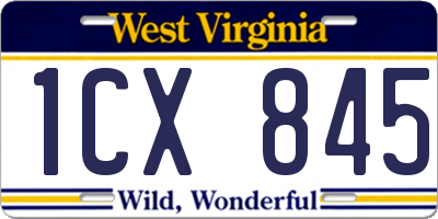 WV license plate 1CX845