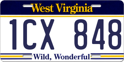 WV license plate 1CX848
