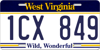 WV license plate 1CX849
