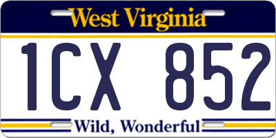 WV license plate 1CX852