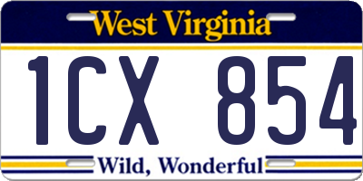 WV license plate 1CX854