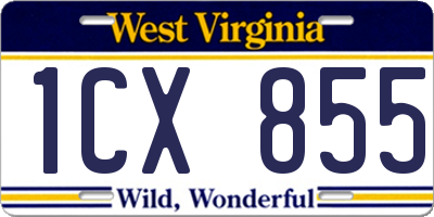 WV license plate 1CX855