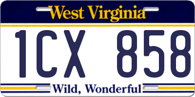 WV license plate 1CX858