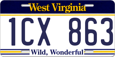 WV license plate 1CX863