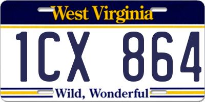 WV license plate 1CX864