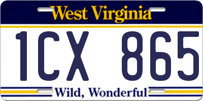 WV license plate 1CX865