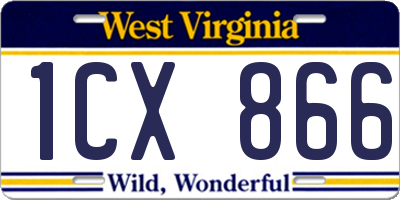 WV license plate 1CX866