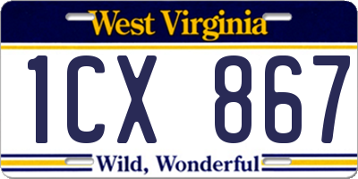 WV license plate 1CX867