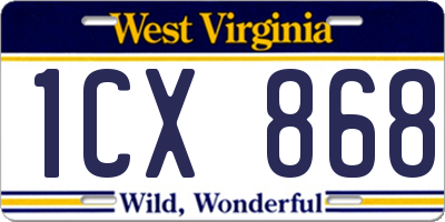 WV license plate 1CX868