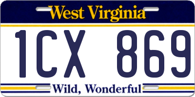 WV license plate 1CX869