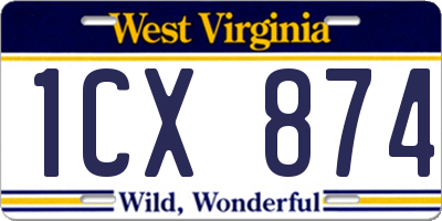 WV license plate 1CX874