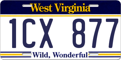 WV license plate 1CX877