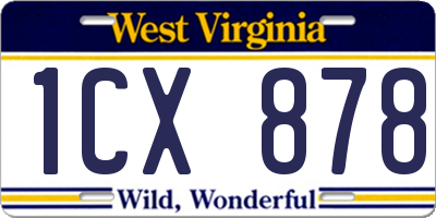 WV license plate 1CX878