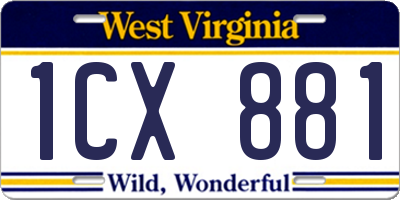 WV license plate 1CX881