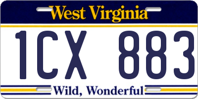 WV license plate 1CX883