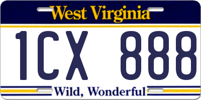 WV license plate 1CX888