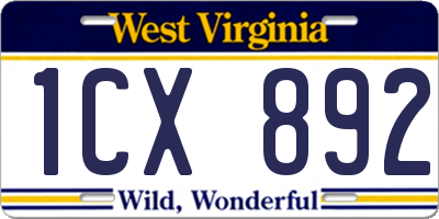 WV license plate 1CX892