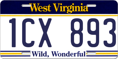 WV license plate 1CX893