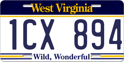 WV license plate 1CX894