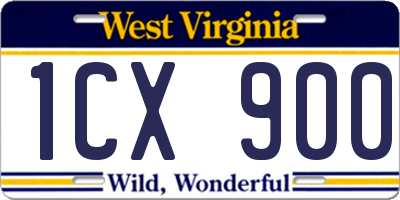 WV license plate 1CX900
