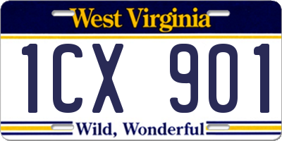 WV license plate 1CX901