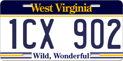 WV license plate 1CX902