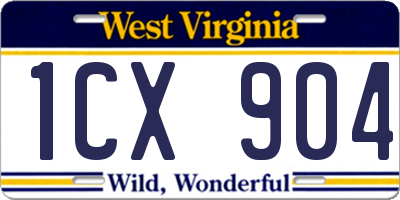 WV license plate 1CX904